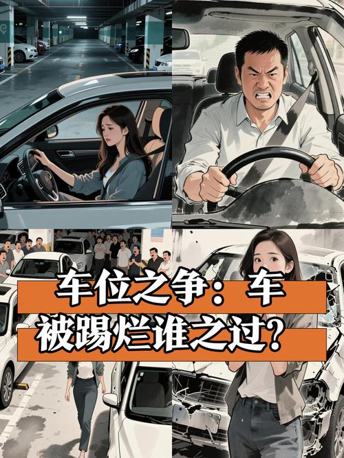 女子以为车位没主,于是停了一晚上,结果车子让人踢得面目全非